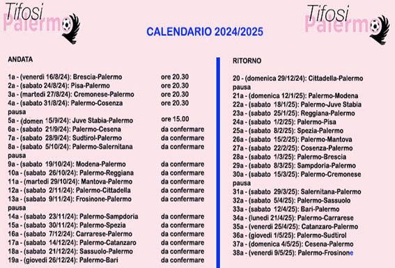 Palermo calendario